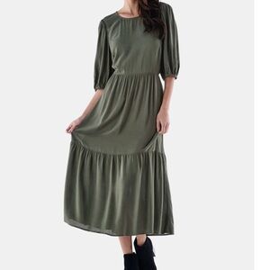 Green tie back women’s midi dress